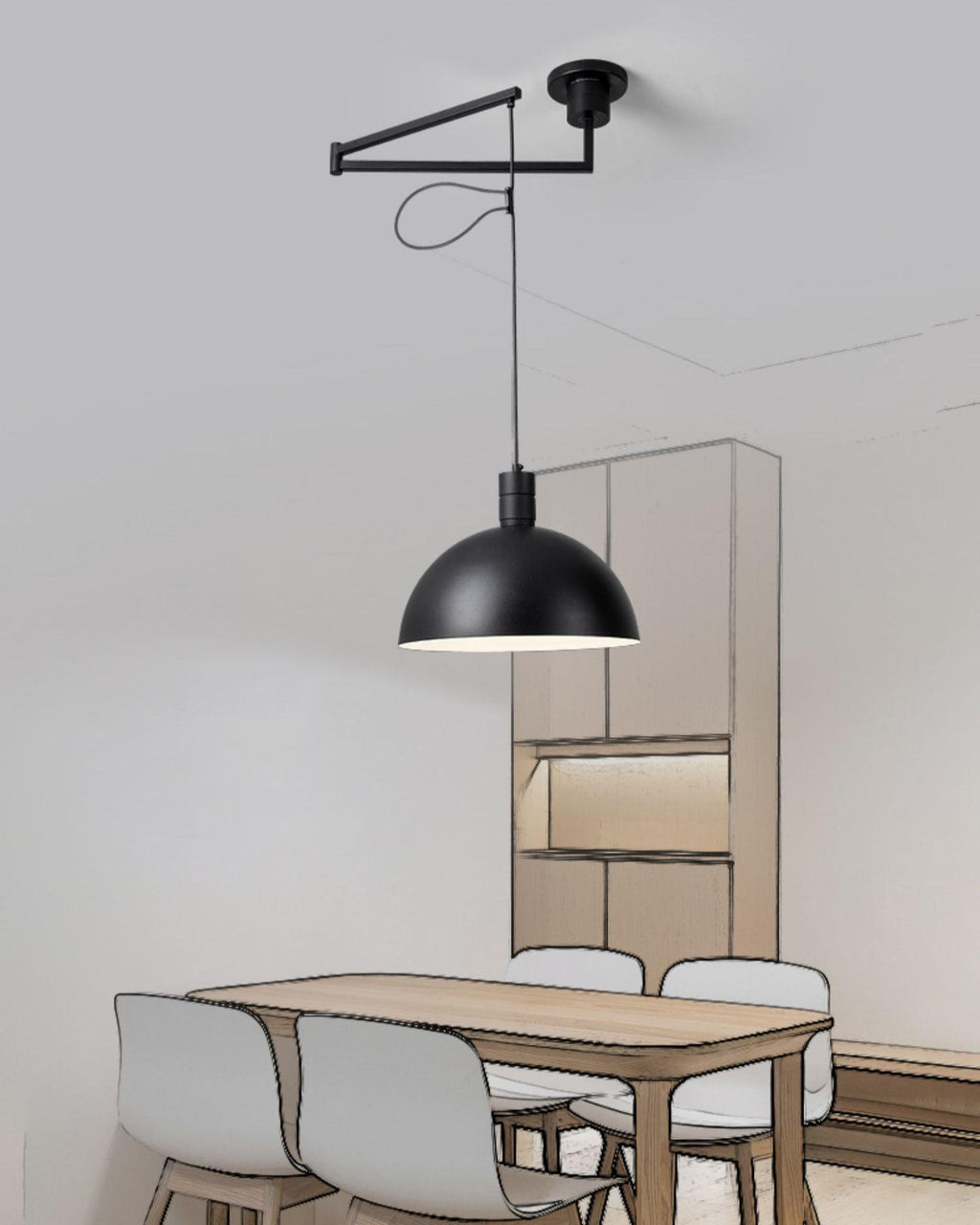 Lampada a sospensione regolabile Emino, paralume da 35 Cm, altezza 120 Cm