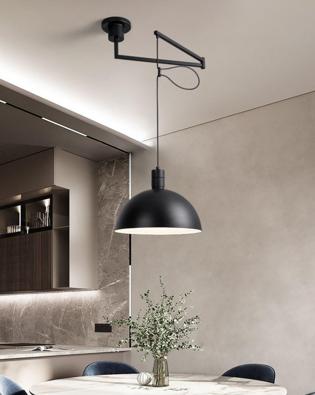 Lampada a sospensione regolabile Emino, paralume da 35 Cm, altezza 120 Cm