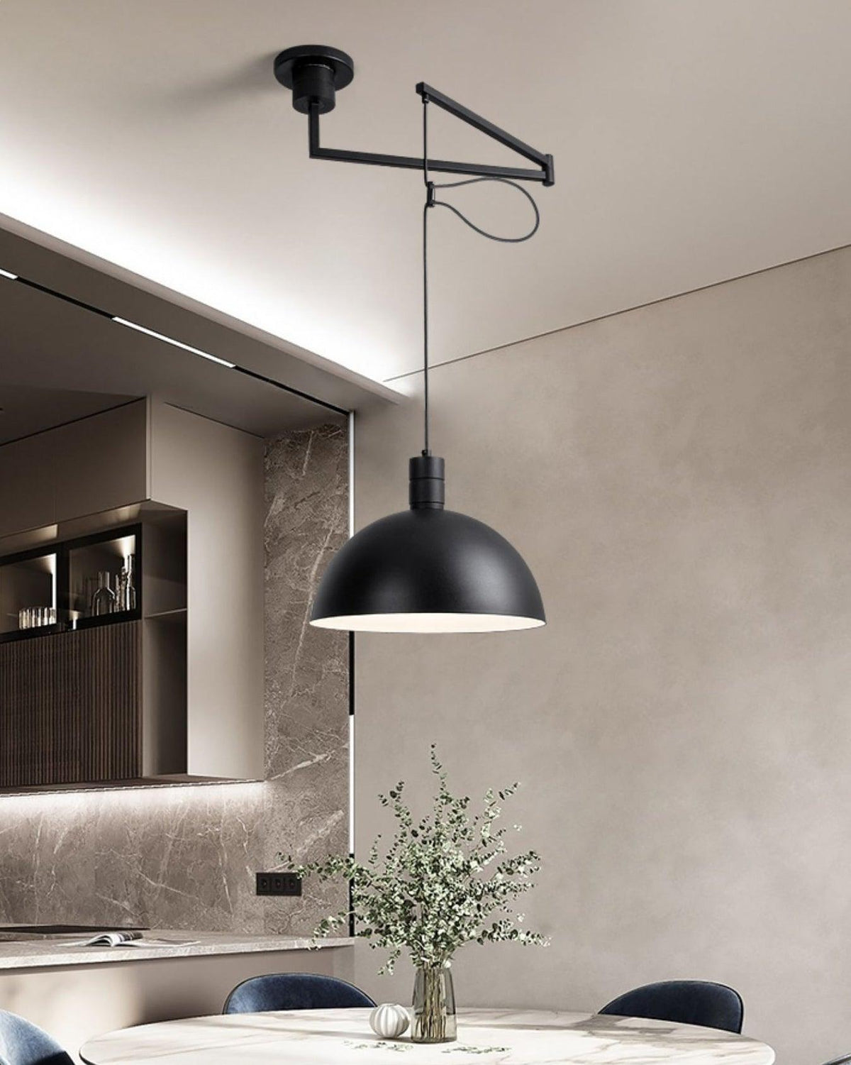 Lampada a sospensione regolabile Emino, paralume da 35 Cm, altezza 120 Cm