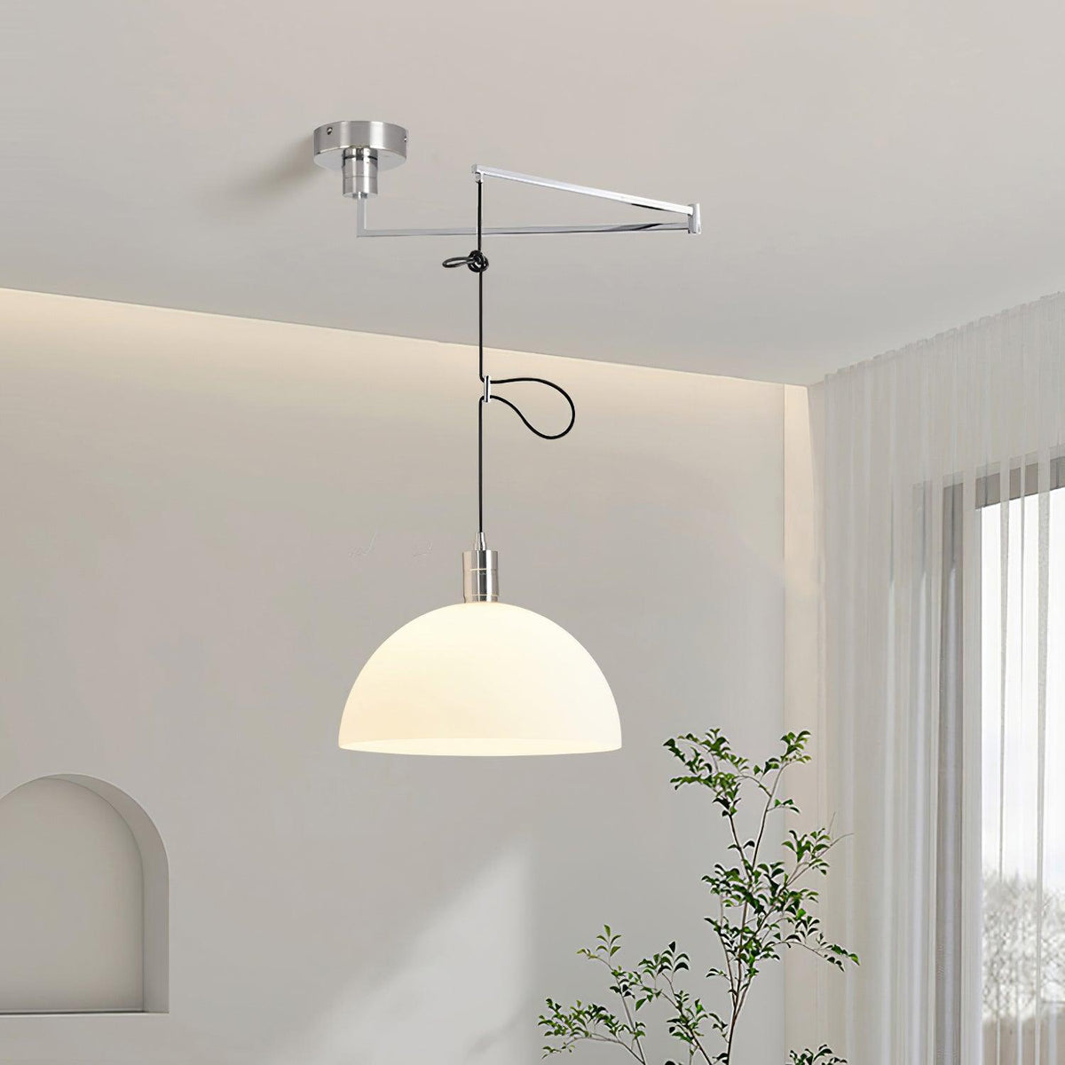 Lampada a sospensione regolabile Emino, paralume da 35 Cm, altezza 120 Cm