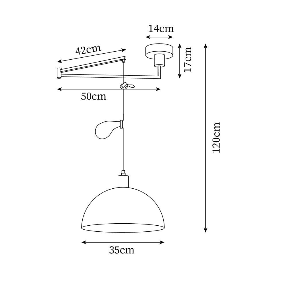 Lampada a sospensione regolabile Emino, paralume da 35 Cm, altezza 120 Cm