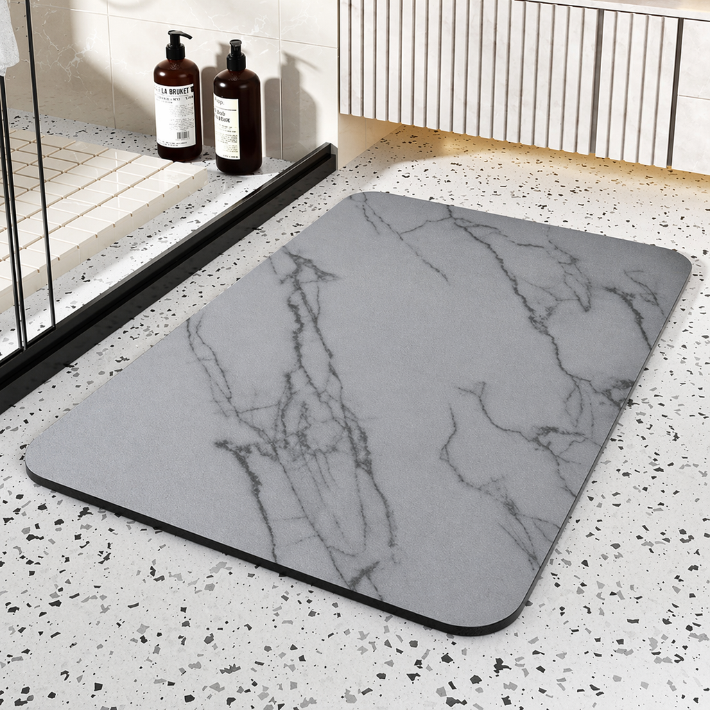 Quick Dry Marble Style Bath Rug - Absorbent Floor Mat
