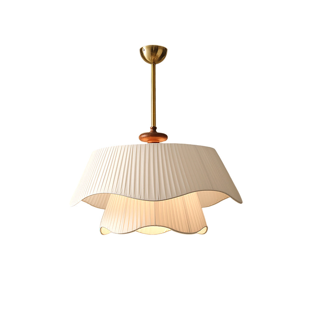 Lámpara colgante Vespara con detalles de metal, vidrio y madera