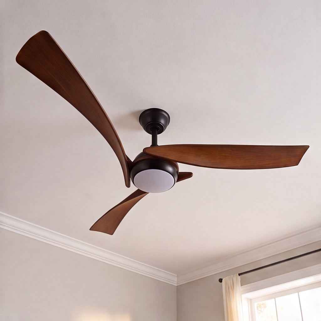 Black Industrial Ceiling Fan with Lights 52 Inch Flush Mount Metal Three Blades LED Dimmable | ribuella