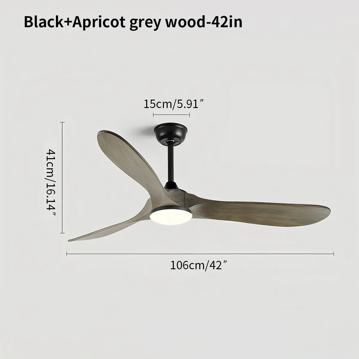 Nordic Ceiling Fan With Light And Three Solid Wood Blades