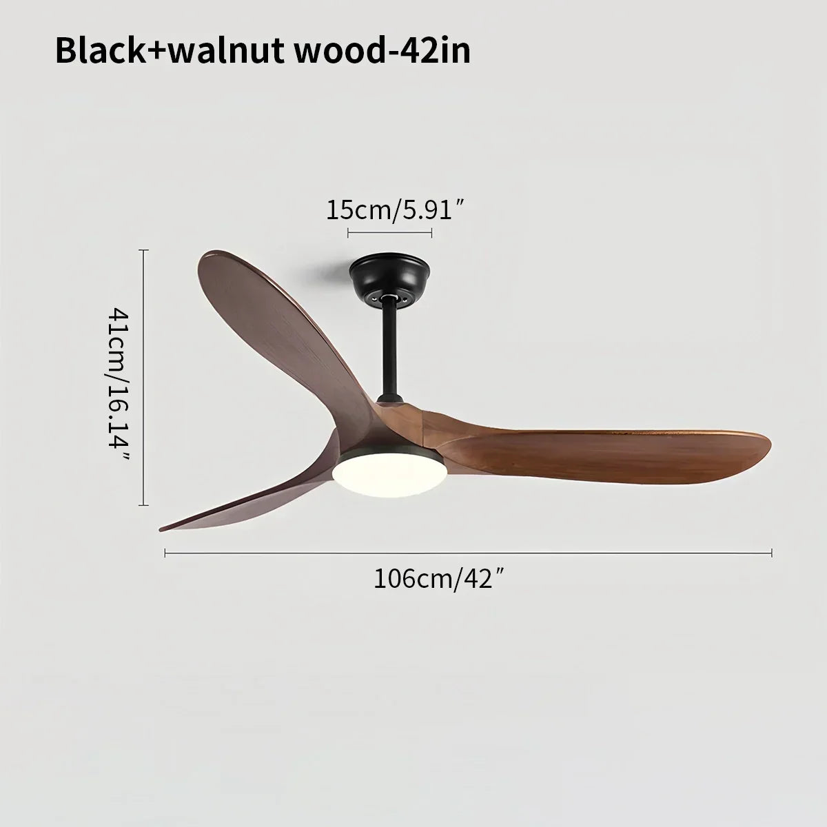 Nordic Ceiling Fan With Light And Three Solid Wood Blades