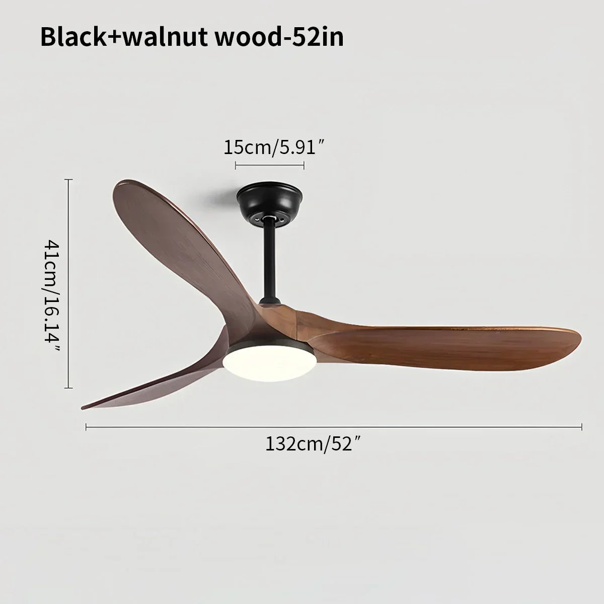 Nordic Ceiling Fan With Light And Three Solid Wood Blades