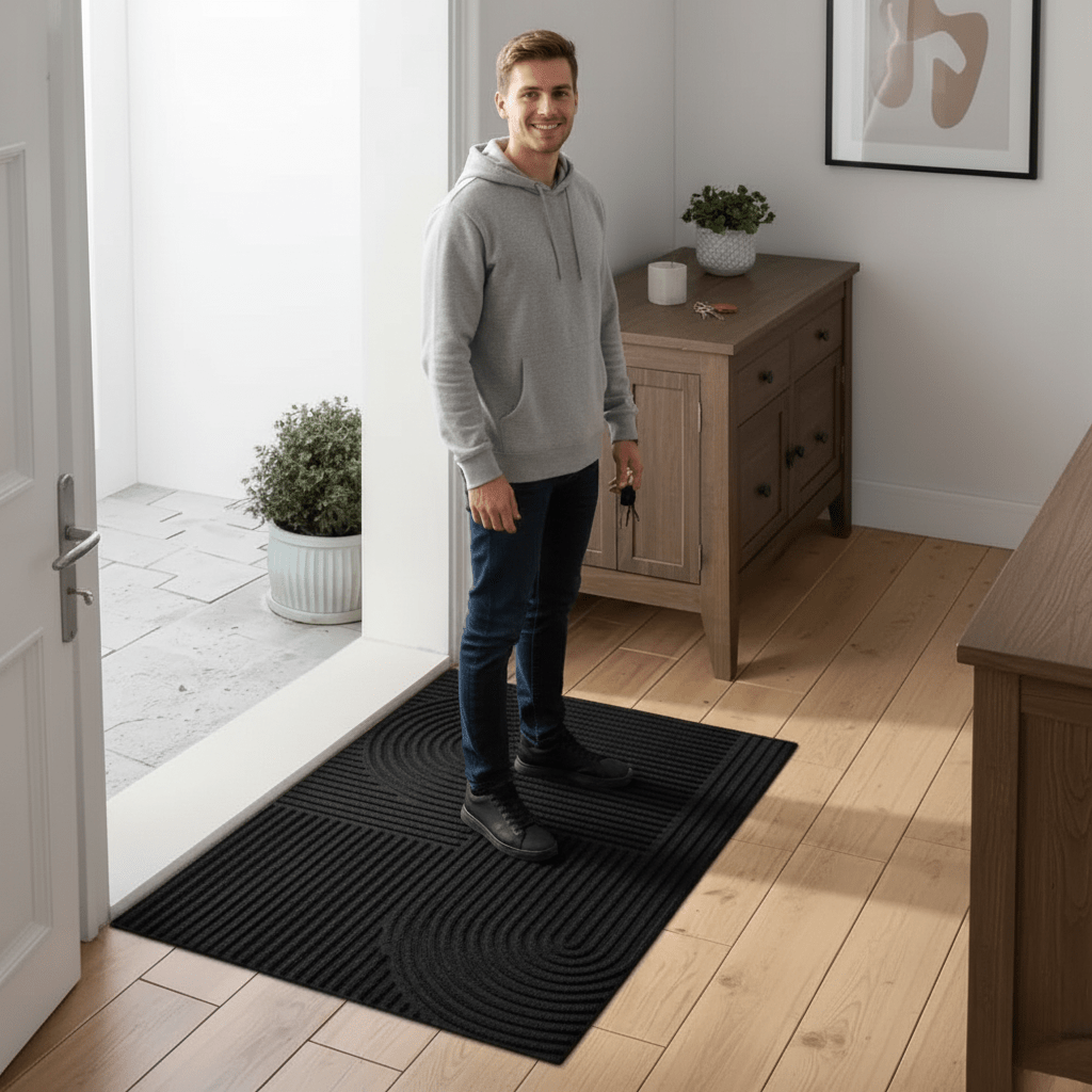AquaLine Tappetino assorbente lavabile — moderno motivo a linee sinuose