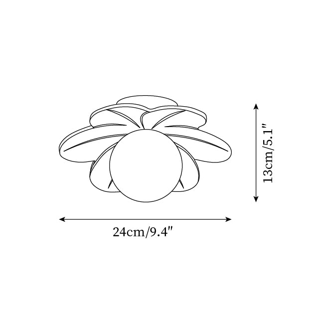 Petal Design Ceiling Light - Frosted Central Globe, Warm Diffused Glow