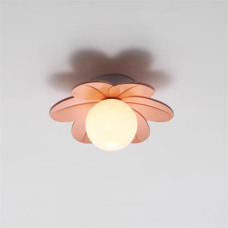 Petal Design Ceiling Light - Frosted Central Globe, Warm Diffused Glow