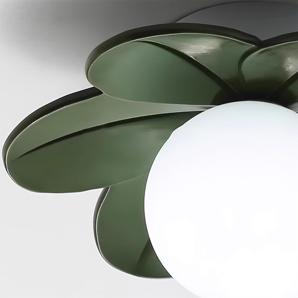 Petal Design Ceiling Light - Frosted Central Globe, Warm Diffused Glow