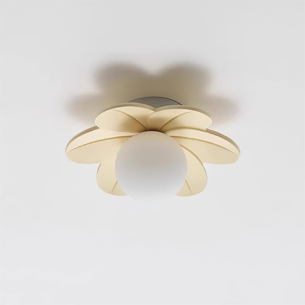 Petal Design Ceiling Light - Frosted Central Globe, Warm Diffused Glow