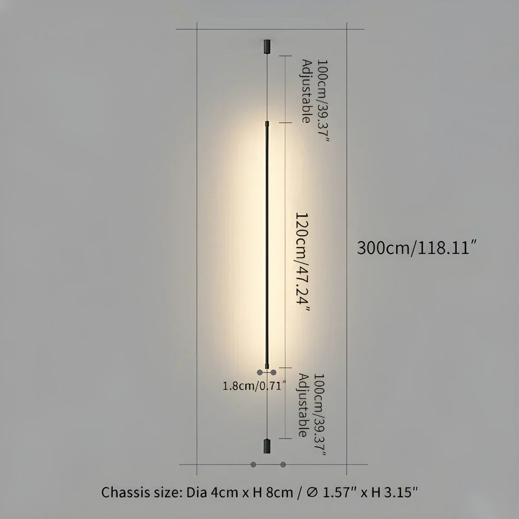 Lampada LED lineare alta, illuminazione indiretta dal pavimento al soffitto