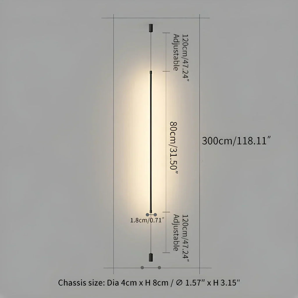 Lampada LED lineare alta, illuminazione indiretta dal pavimento al soffitto