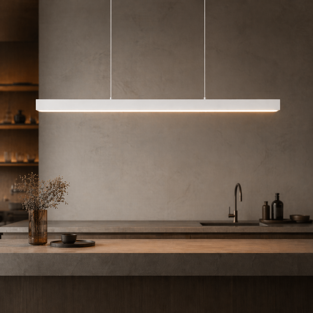 Moderne lineare LED-Pendelleuchte für die Kücheninsel | ribuella