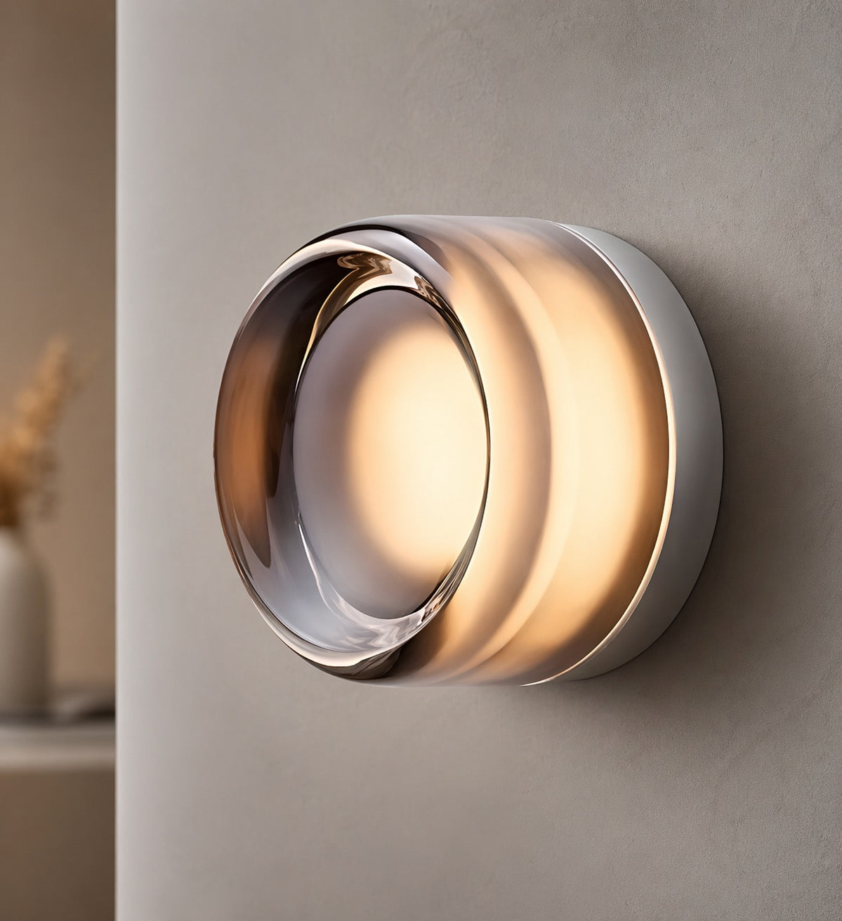 Applique murale moderne en aluminium avec verre texturé, capteur de luminosité intelligent et température de couleur de 3000 K | ribuella