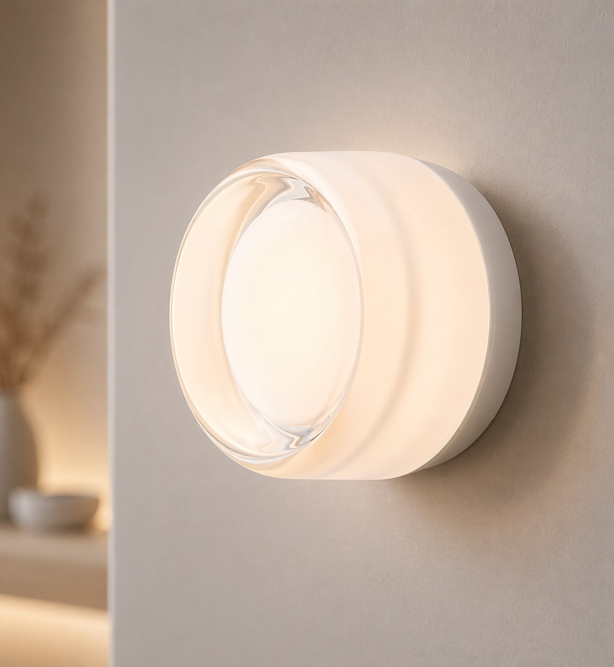 Applique murale moderne en aluminium avec verre texturé, capteur de luminosité intelligent et température de couleur de 3000 K | ribuella