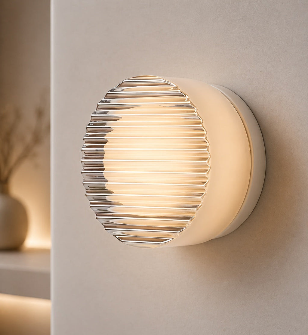 Applique murale moderne en aluminium avec verre texturé, capteur de luminosité intelligent et température de couleur de 3000 K | ribuella