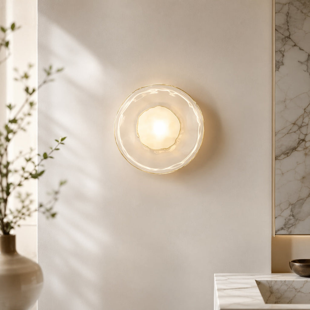 Nordisk rund væglampe i glas med aluminiumsramme, integreret LED 5 W | ribuella