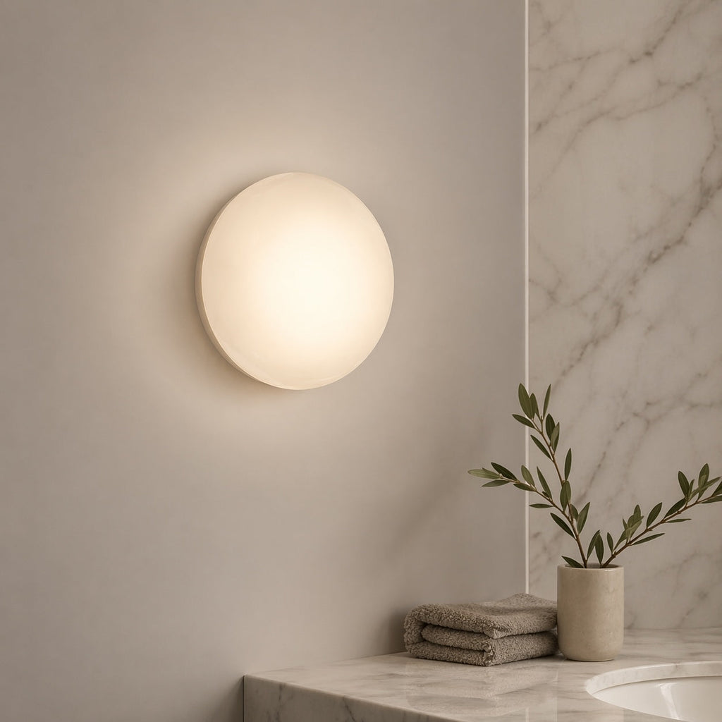 Nordisk rund væglampe i glas med aluminiumsramme, integreret LED 5 W | ribuella