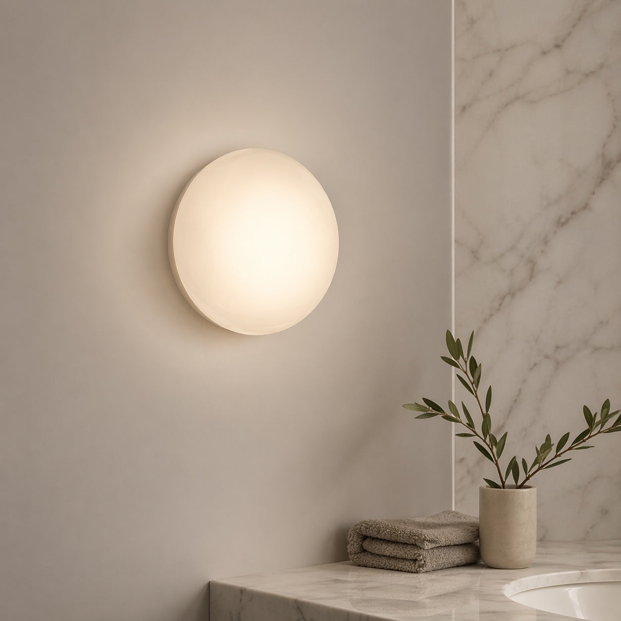 Nordisk rund væglampe i glas med aluminiumsramme, integreret LED 5 W | ribuella
