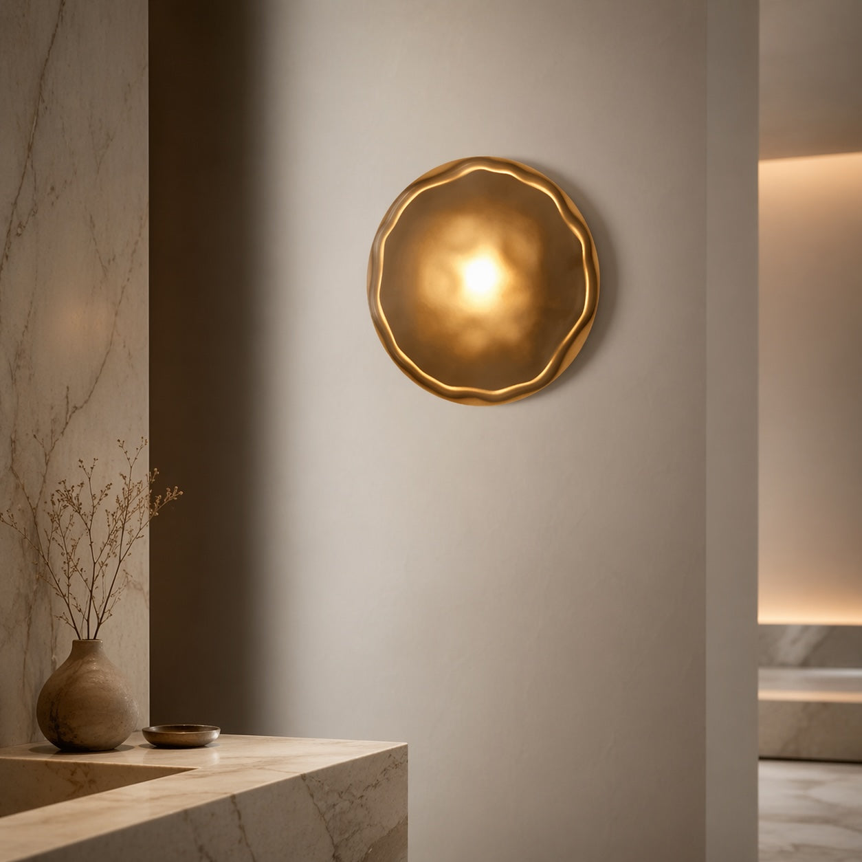 Nordisk rund væglampe i glas med aluminiumsramme, integreret LED 5 W | ribuella