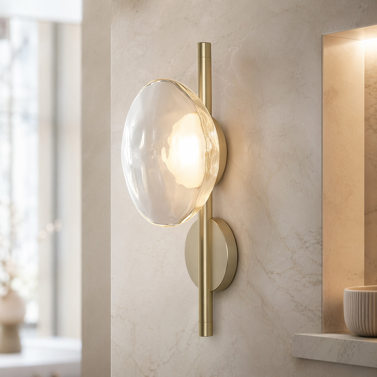 Nordisk rund væglampe i glas med aluminiumsramme, integreret LED 5 W | ribuella