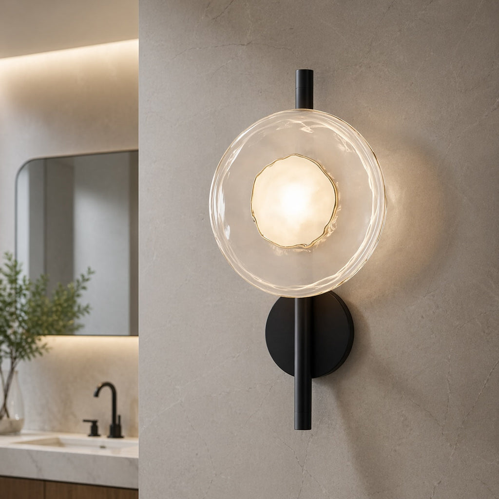 Nordisk rund væglampe i glas med aluminiumsramme, integreret LED 5 W | ribuella