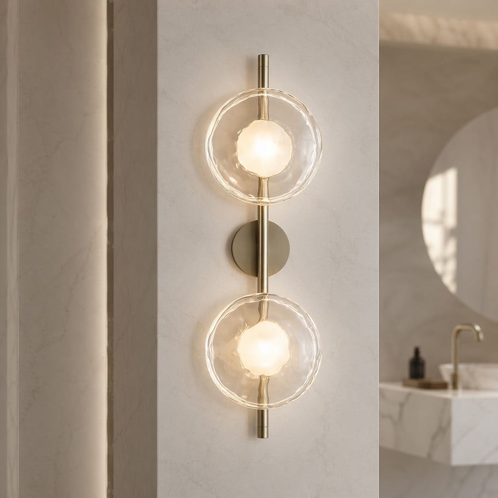 Nordisk rund væglampe i glas med aluminiumsramme, integreret LED 5 W | ribuella