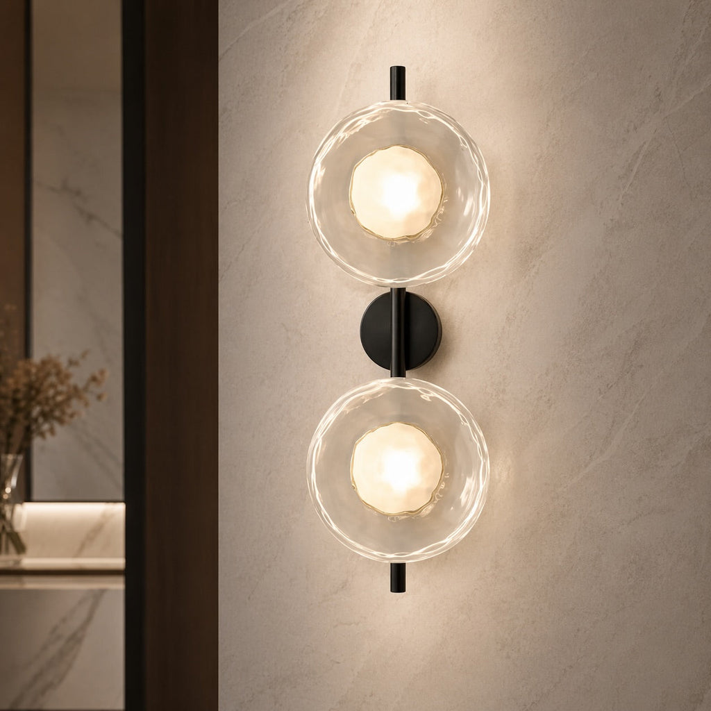 Nordisk rund væglampe i glas med aluminiumsramme, integreret LED 5 W | ribuella