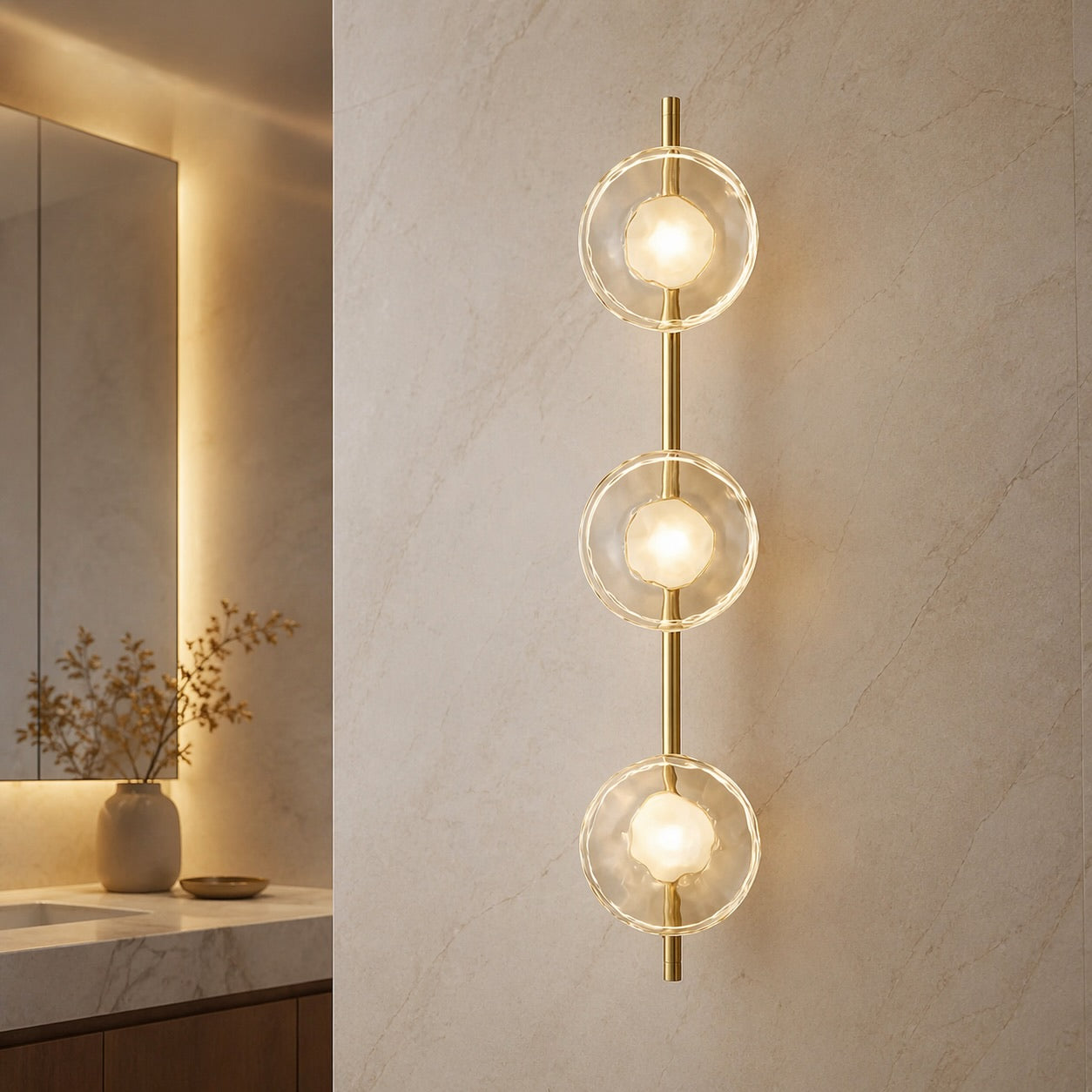 Nordisk rund væglampe i glas med aluminiumsramme, integreret LED 5 W | ribuella