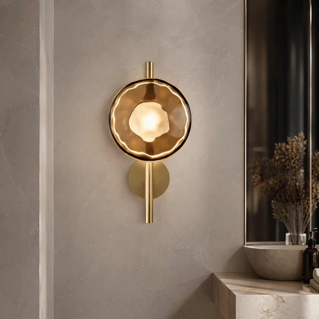 Nordisk rund væglampe i glas med aluminiumsramme, integreret LED 5 W | ribuella