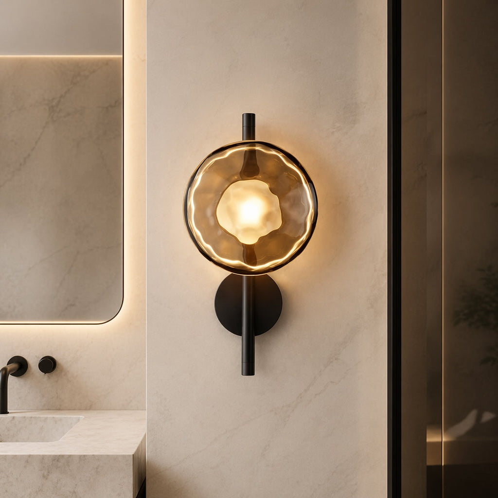 Nordisk rund væglampe i glas med aluminiumsramme, integreret LED 5 W | ribuella