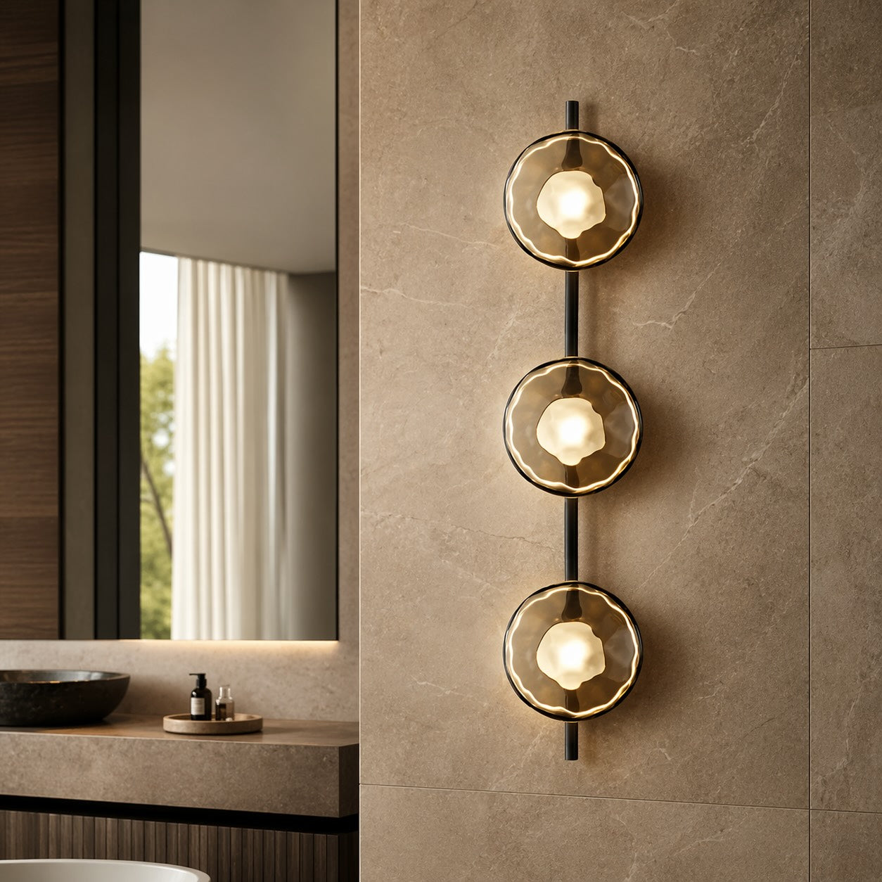 Nordisk rund væglampe i glas med aluminiumsramme, integreret LED 5 W | ribuella