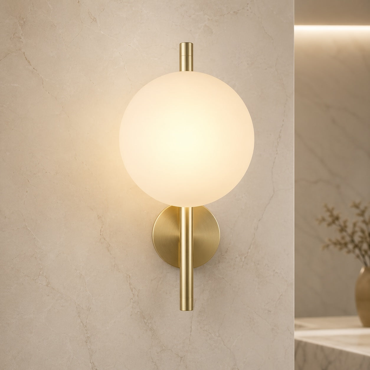 Nordisk rund væglampe i glas med aluminiumsramme, integreret LED 5 W | ribuella