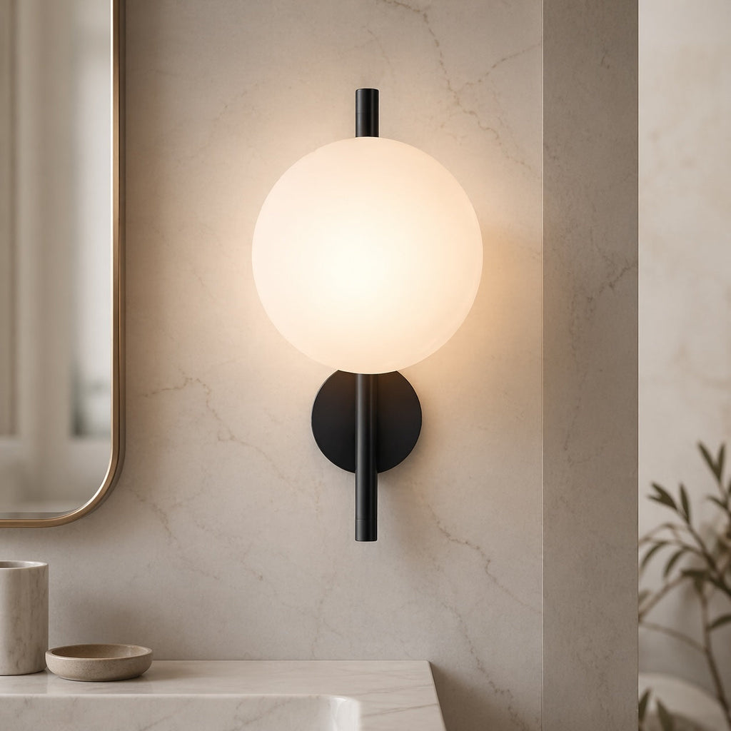 Nordisk rund væglampe i glas med aluminiumsramme, integreret LED 5 W | ribuella