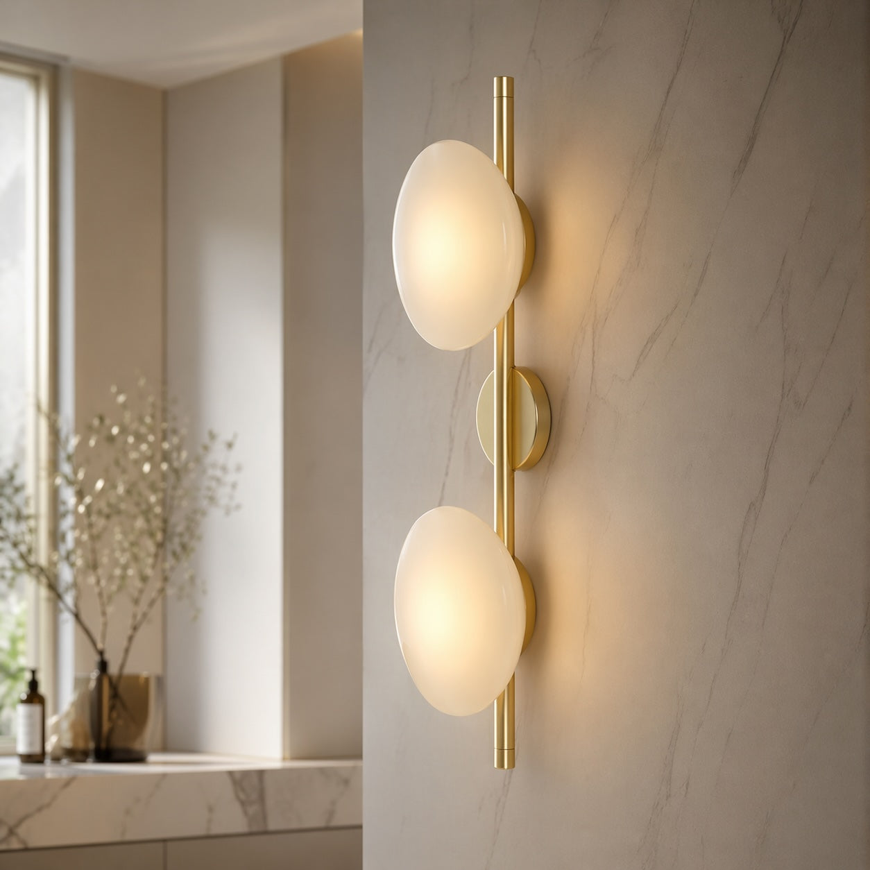Nordisk rund væglampe i glas med aluminiumsramme, integreret LED 5 W | ribuella