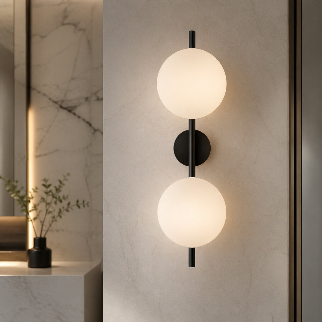 Nordisk rund væglampe i glas med aluminiumsramme, integreret LED 5 W | ribuella