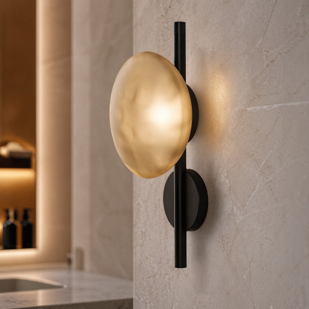 Nordisk rund væglampe i glas med aluminiumsramme, integreret LED 5 W | ribuella