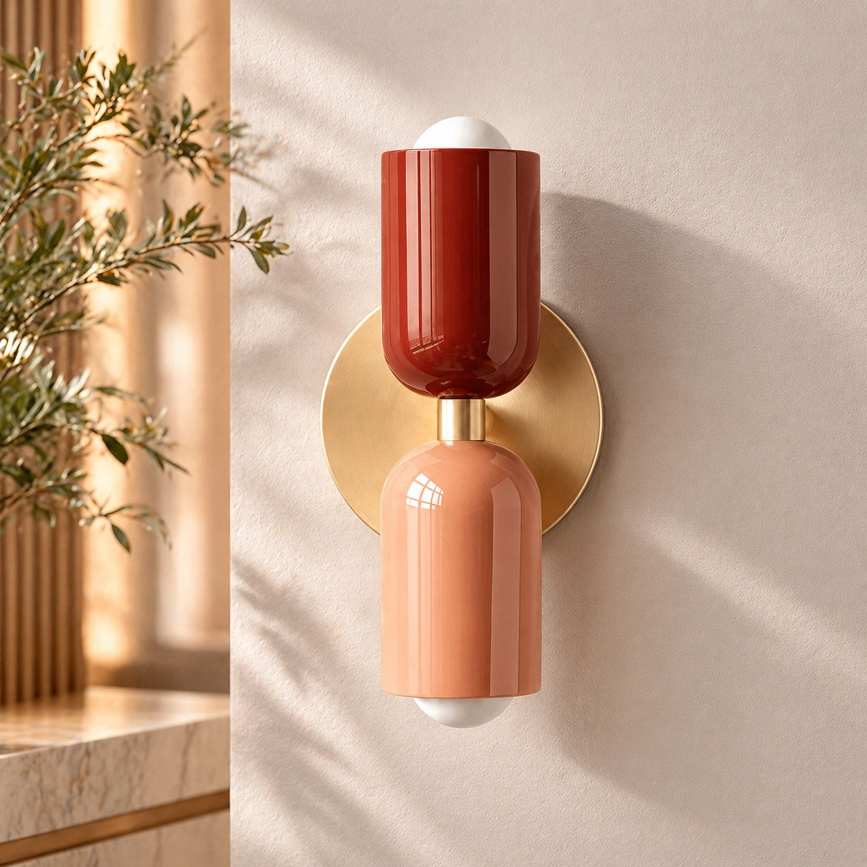 Modern Nordic Wall Light Wall Mounted Double Head Painted Iron Dimmable E26 LED Compatible | ribuella