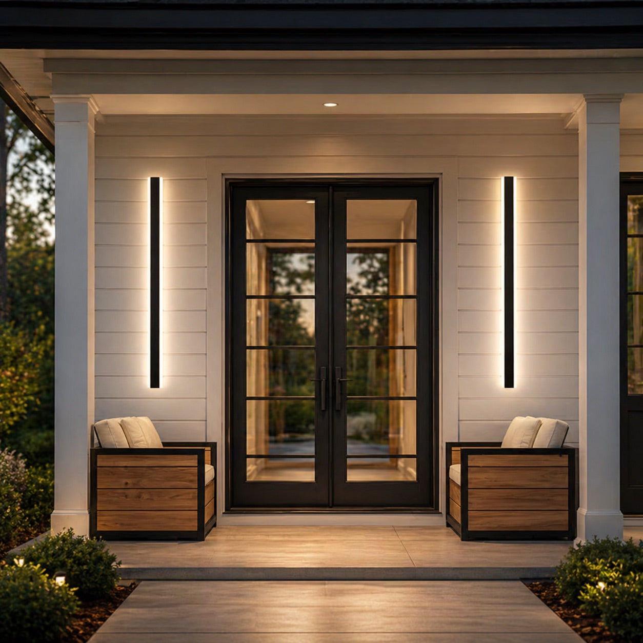Dimmbare wasserdichte IP65-LED-Außenwandleuchte aus Aluminium, Streifenschirm, Schwarz | ribuella