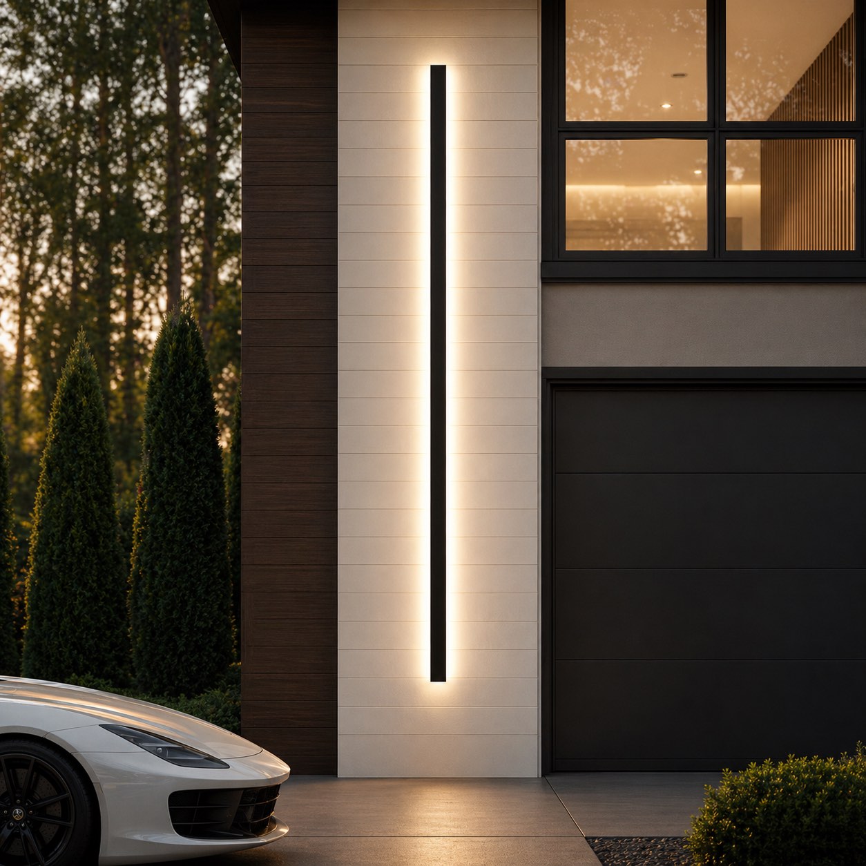 Dimmbare wasserdichte IP65-LED-Außenwandleuchte aus Aluminium, Streifenschirm, Schwarz | ribuella