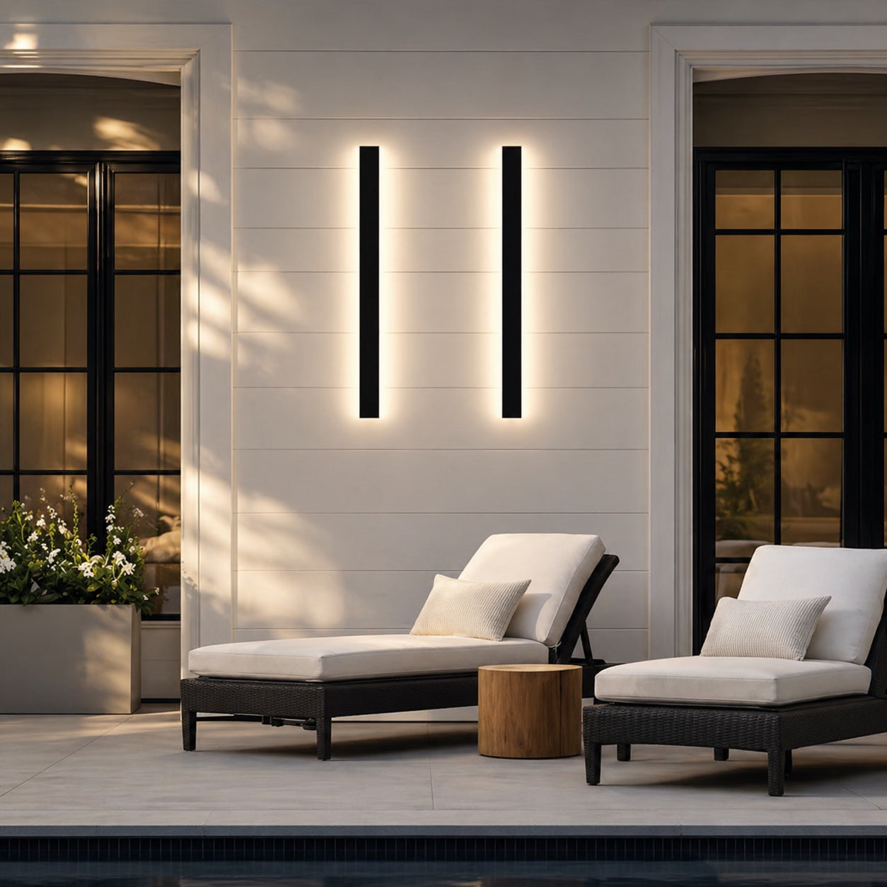 Dimmbare wasserdichte IP65-LED-Außenwandleuchte aus Aluminium, Streifenschirm, Schwarz | ribuella