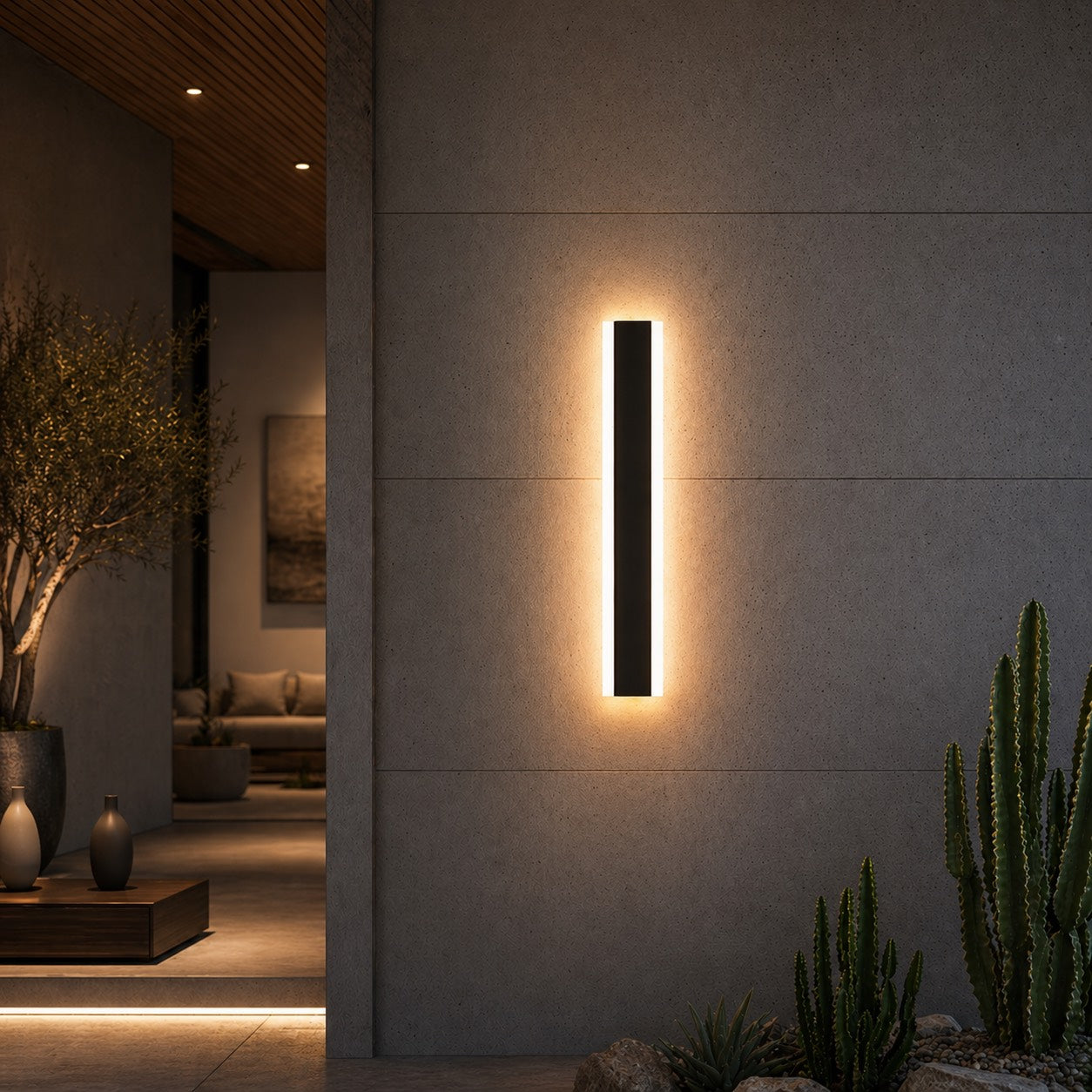 Dimmbare wasserdichte IP65-LED-Außenwandleuchte aus Aluminium, Streifenschirm, Schwarz | ribuella