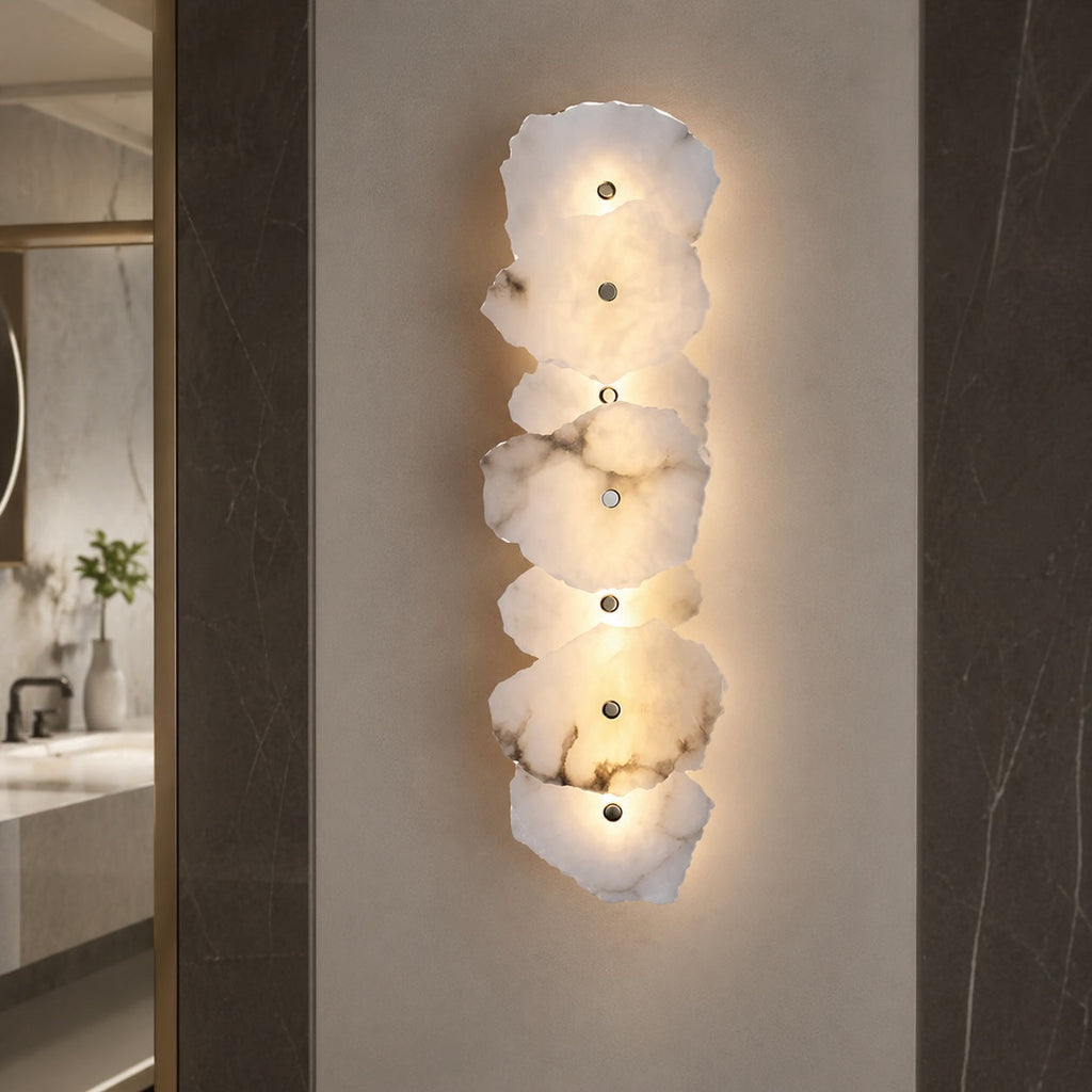 Moderne Wandleuchte, wandmontierte, verstellbare LED-Leuchte aus Eisen und Marmor zur Dekoration von Schlafzimmer und Wohnzimmer | ribuella