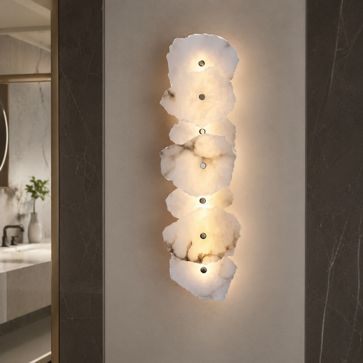 Moderne Wandleuchte, wandmontierte, verstellbare LED-Leuchte aus Eisen und Marmor zur Dekoration von Schlafzimmer und Wohnzimmer | ribuella