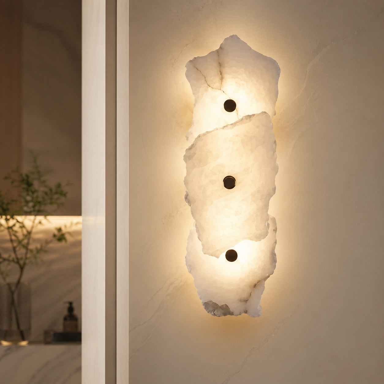 Moderne Wandleuchte, wandmontierte, verstellbare LED-Leuchte aus Eisen und Marmor zur Dekoration von Schlafzimmer und Wohnzimmer | ribuella