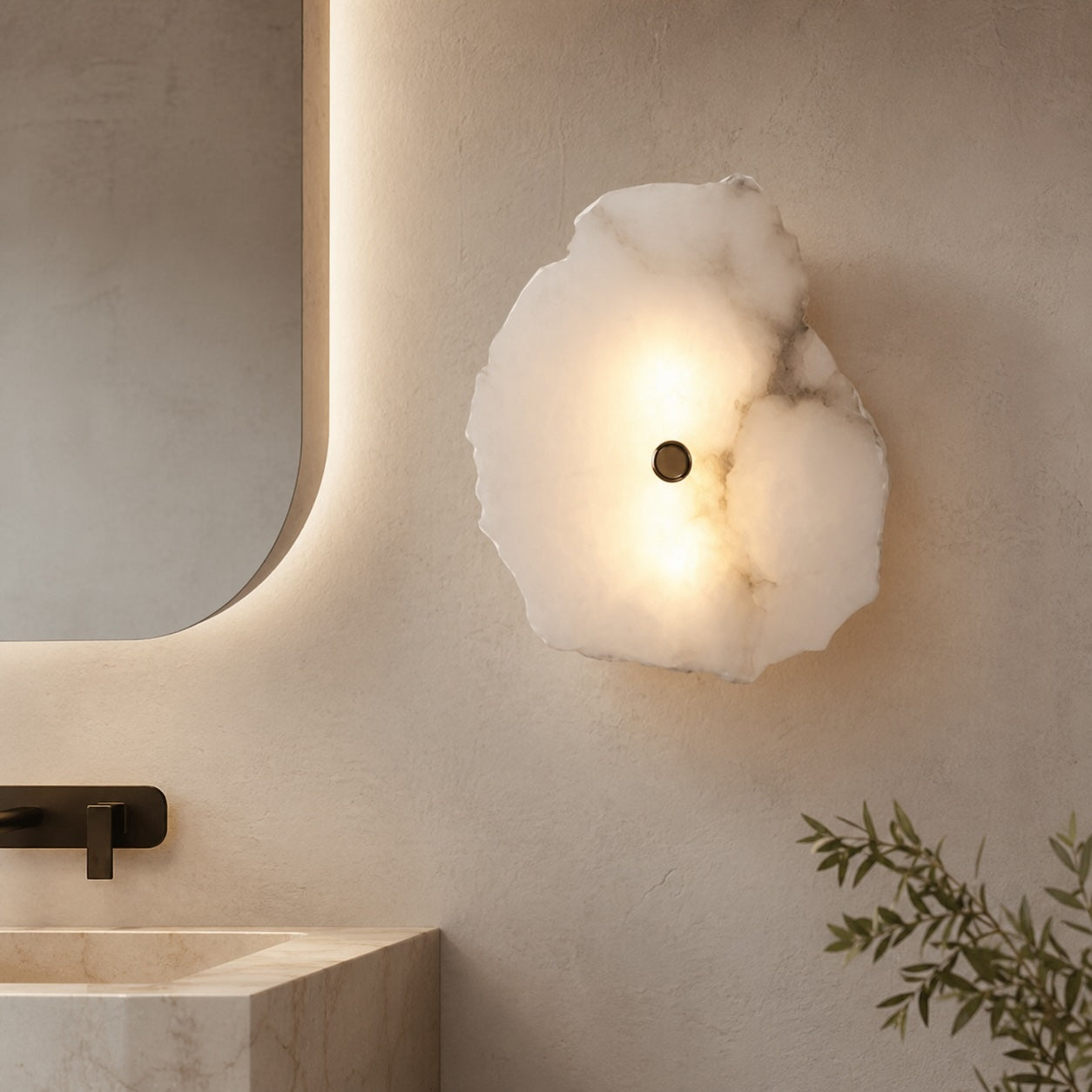 Moderne Wandleuchte, wandmontierte, verstellbare LED-Leuchte aus Eisen und Marmor zur Dekoration von Schlafzimmer und Wohnzimmer | ribuella