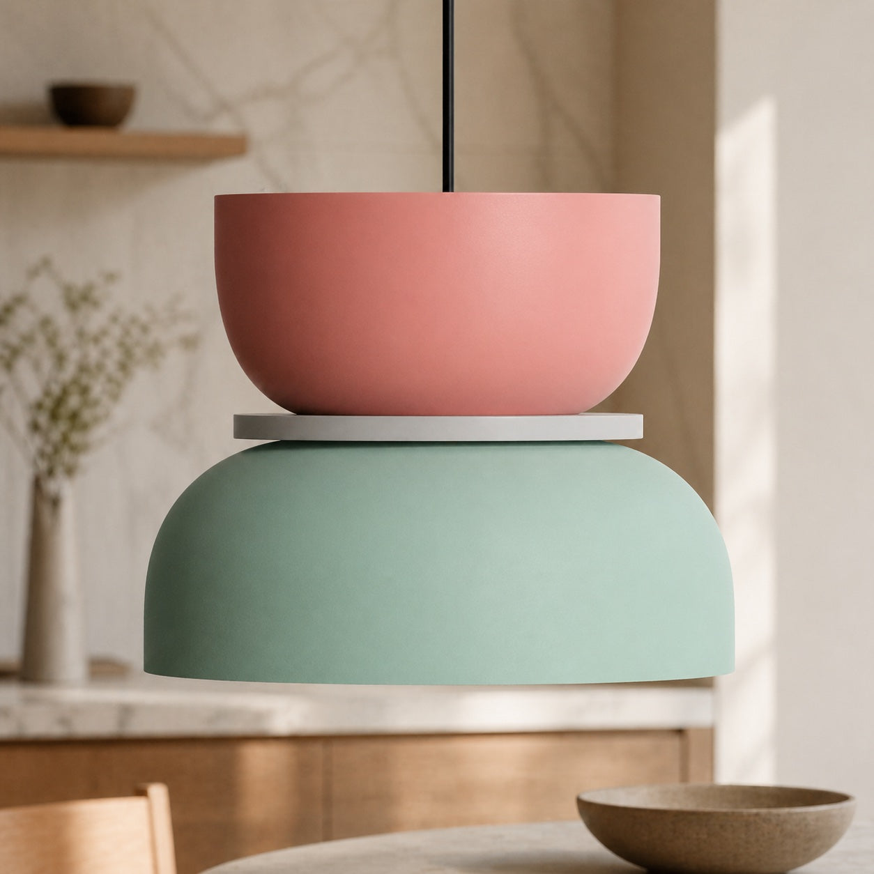 Pendelleuchte im nordischen Stil mit verstellbarem Kuppeldesign aus Zinklegierung, LED-kompatibles Gestell | ribuella