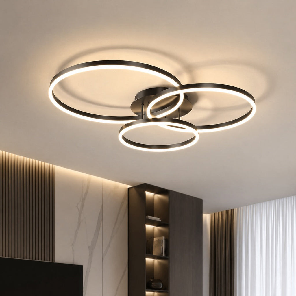 Modern LED Ceiling Light Flush Mount Aluminum Multi-Ring Design for Bedroom Living Room | ribuella
